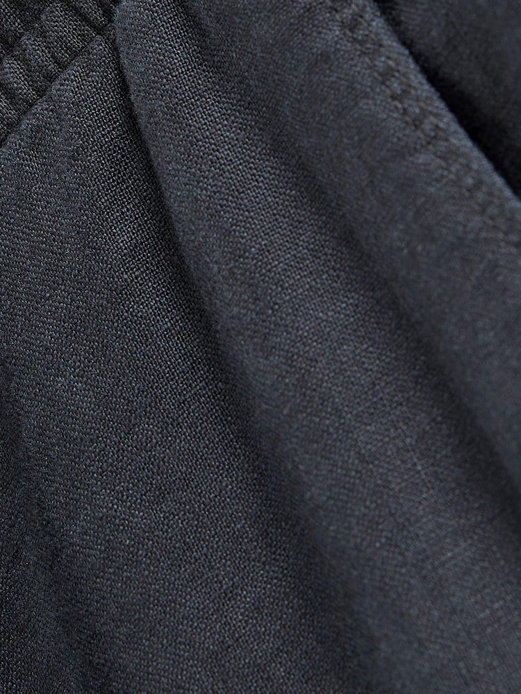 Charcoal Grey 100% Linen Elasticated Waist Trousers - Image 5 of 6