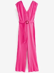Pink Plissé Belted Jumpsuit - Image 5 of 5