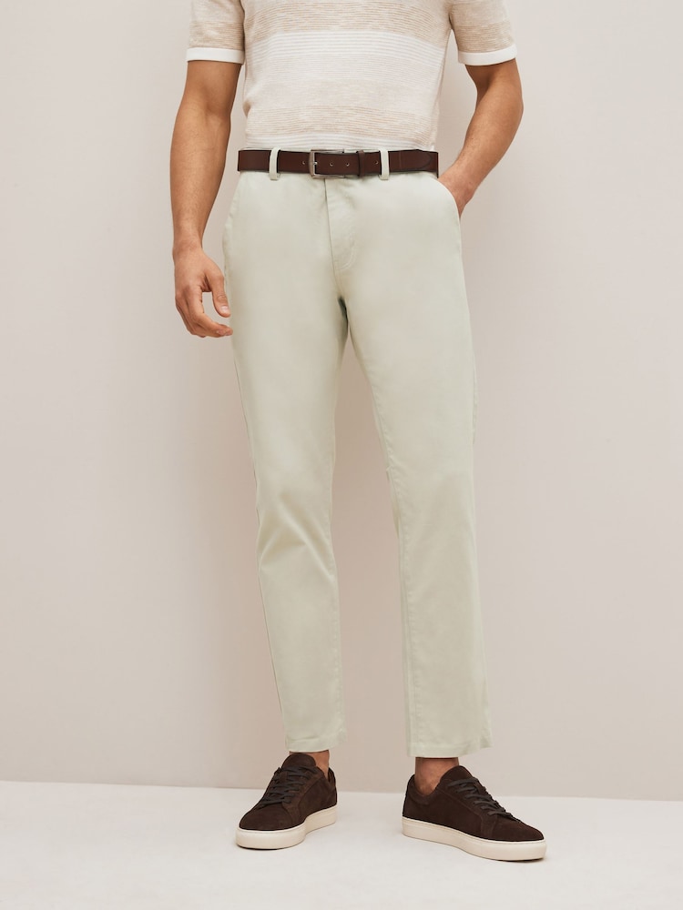 Light Stone Slim Fit Belted Soft Touch Chino Trousers - Image 1 of 7