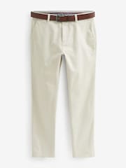 Light Stone Slim Fit Belted Soft Touch Chino Trousers - Image 5 of 7