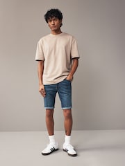 Mid Blue Skinny Fit Stretch Denim Shorts - Image 2 of 9