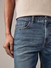 Mid Blue Skinny Fit Stretch Denim Shorts - Image 4 of 9