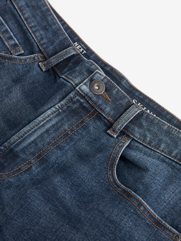 Mid Blue Skinny Fit Stretch Denim Shorts - Image 8 of 9