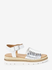 Weiß/Silberfarben - Forever Comfort® Sandalen aus Leder mit dicker Sohle und verdrehtem Design - Bild 3 von 6