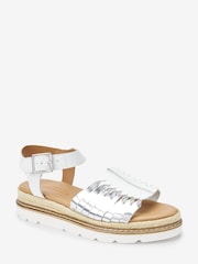 Weiß/Silberfarben - Forever Comfort® Sandalen aus Leder mit dicker Sohle und verdrehtem Design - Bild 4 von 6
