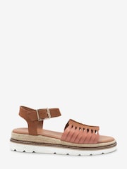 Tan Brown Forever Comfort® Leather Twist Flatform Sandals - Image 3 of 6