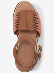 Tan Brown Forever Comfort® Leather Twist Flatform Sandals - Image 5 of 6