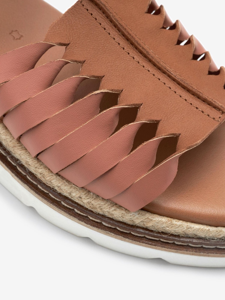 Tan Brown Forever Comfort® Leather Twist Flatform Sandals - Image 6 of 6