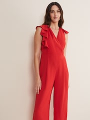 Phase Eight Red Nicky Ruffle Jumpsuit - Image 3 of 6