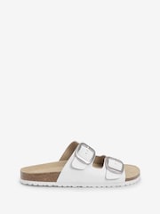 White Forever Comfort® Leather Double Strap Footbed Sandals - Image 3 of 6