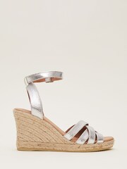 Phase Eight Silver Leather Strappy Espadrilles - Image 3 of 7