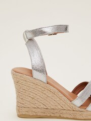 Phase Eight Silver Leather Strappy Espadrilles - Image 5 of 7