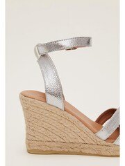 Phase Eight Silver Leather Strappy Espadrilles - Image 6 of 7
