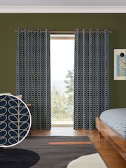 Orla Kiely Navy Whale 100% Cotton Linear Made To Measure Curtains - Image 1 of 5
