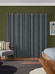 Orla Kiely Navy Whale 100% Cotton Linear Made To Measure Curtains - Image 2 of 5