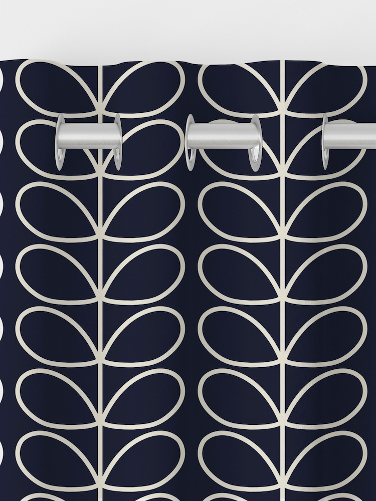 Orla Kiely Navy Whale 100% Cotton Linear Made To Measure Curtains - Image 5 of 5