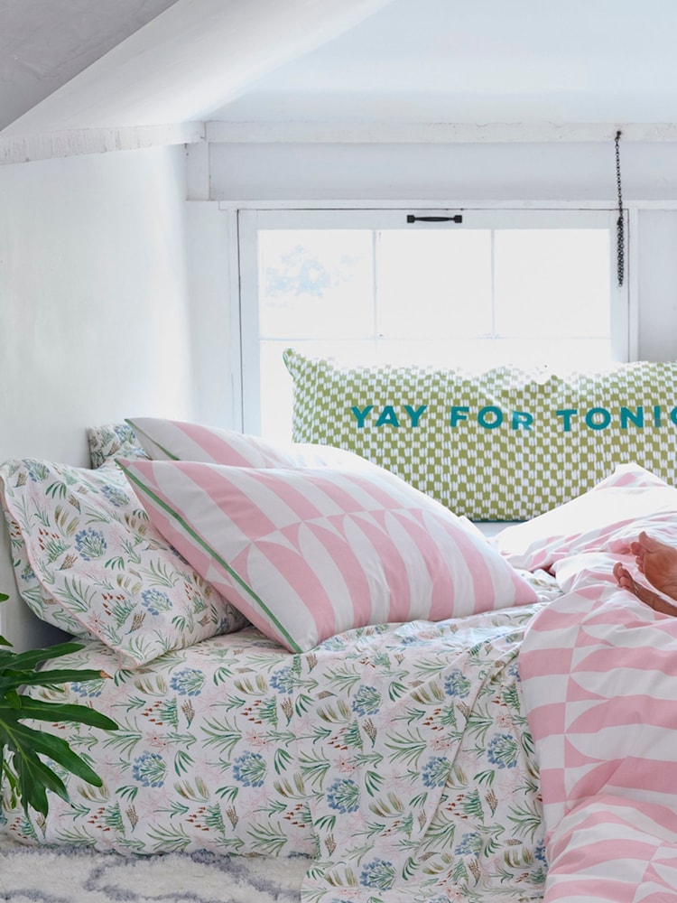 Novogratz Pink Waverley Tile 100% Cotton Duvet Cover and Pillowcase Set - Image 2 of 4 Novogratz Pink Waverley Tile 100% Cotton Duvet Cover and Pillowcase Set - Image 2 of 4