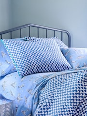 Novogratz Blue Petite Painted Check 100% Cotton Duvet Cover and Pillowcase Set - Image 2 of 4