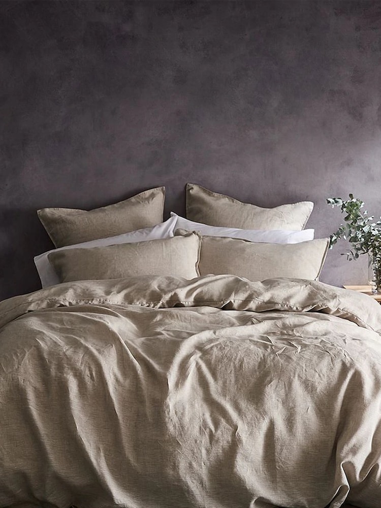 Lazy Linen Set of 2 Natural Washed 100% Linen Pillowcases - Image 1 of 4