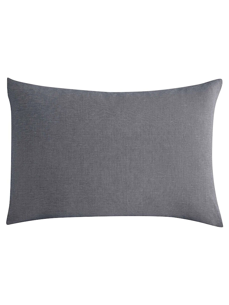 Lazy Linen Set of 2 Grey Washed 100% Linen Pillowcases - Image 2 of 4