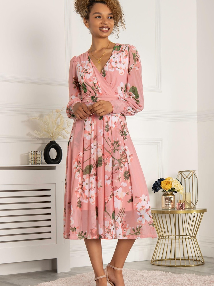 Jolie Moi Jasmine Langärmeliges Meshkleid, Pink - Bild 2 von 5