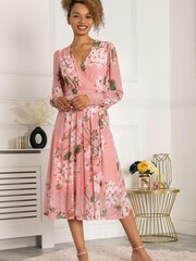 Jolie Moi Jasmine Langärmeliges Meshkleid, Pink - Bild 4 von 5