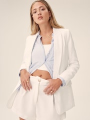 White Relaxed Fit Single Breasted Blazer - Image 2 of 4