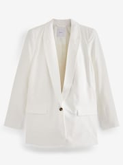 White Relaxed Fit Single Breasted Blazer - Image 4 of 4