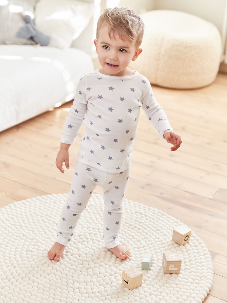 Modra in bela z zvezdami - 2 Komplet pižam za prijazno kožo (9mths-12yrs) - Slika 1 iz 7