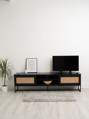 Koble Black Mia Smart Rattan TV Stand - Image 1 of 8