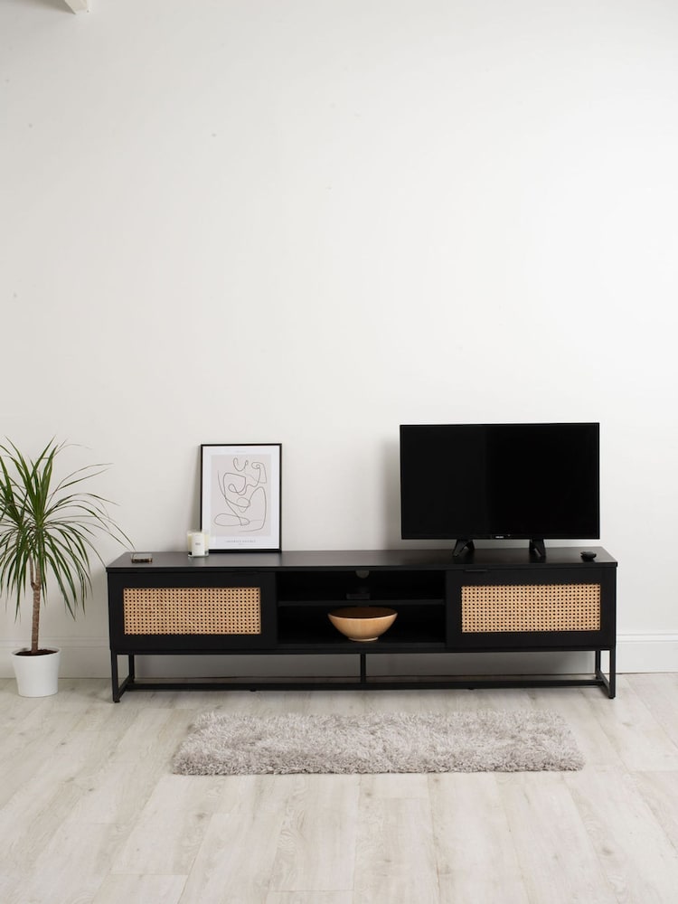 Koble Black Mia Smart Rattan TV Stand - Image 1 of 8
