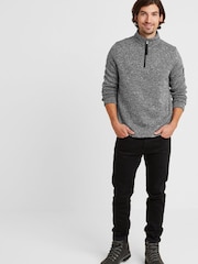 Tog 24 Grey Pearson Knit Look Quarter Zip Fleece - Image 3 of 5