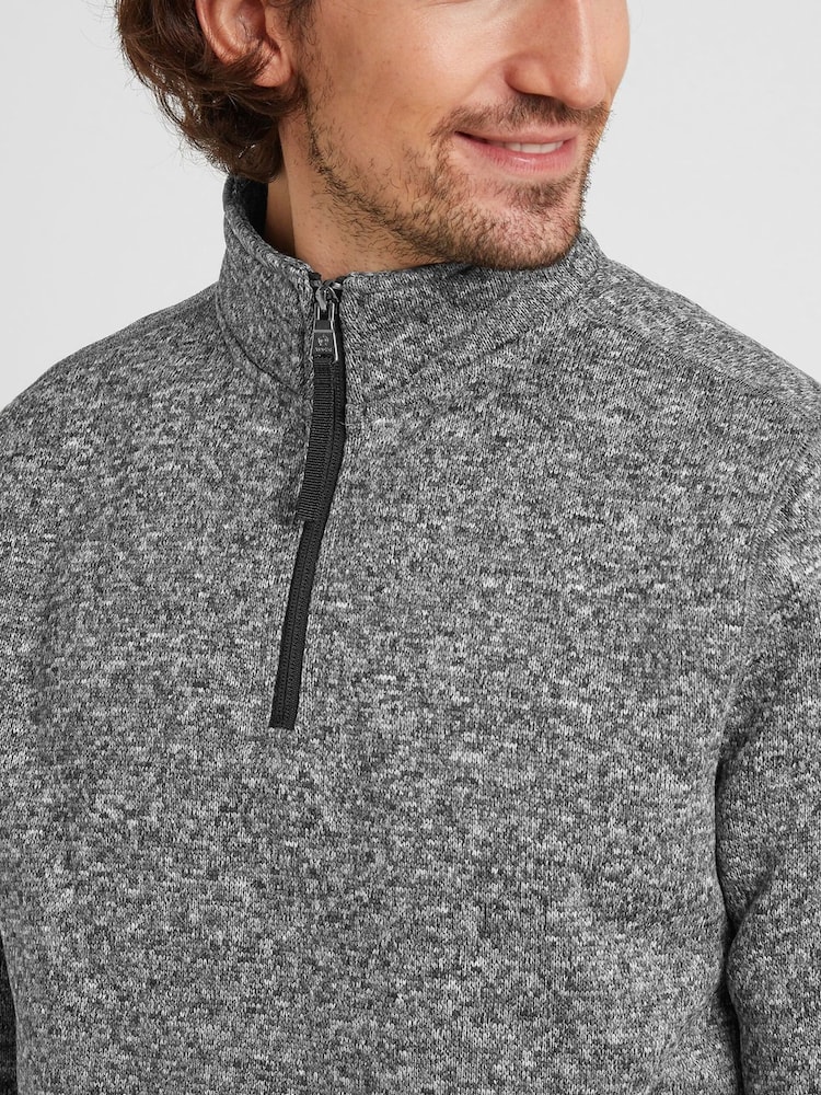 Tog 24 Grey Pearson Knit Look Quarter Zip Fleece - Image 4 of 5