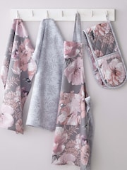 Catherine Lansfield Grey Dramatic Grey Floral 100% Cotton Apron - Image 1 of 2