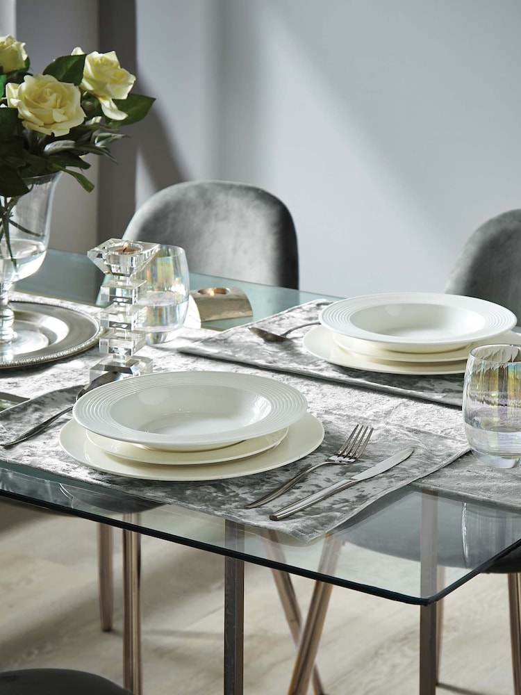 Catherine Lansfield Set of 2 Silver Grey Crushed Velvet Placemats - Image 1 of 2