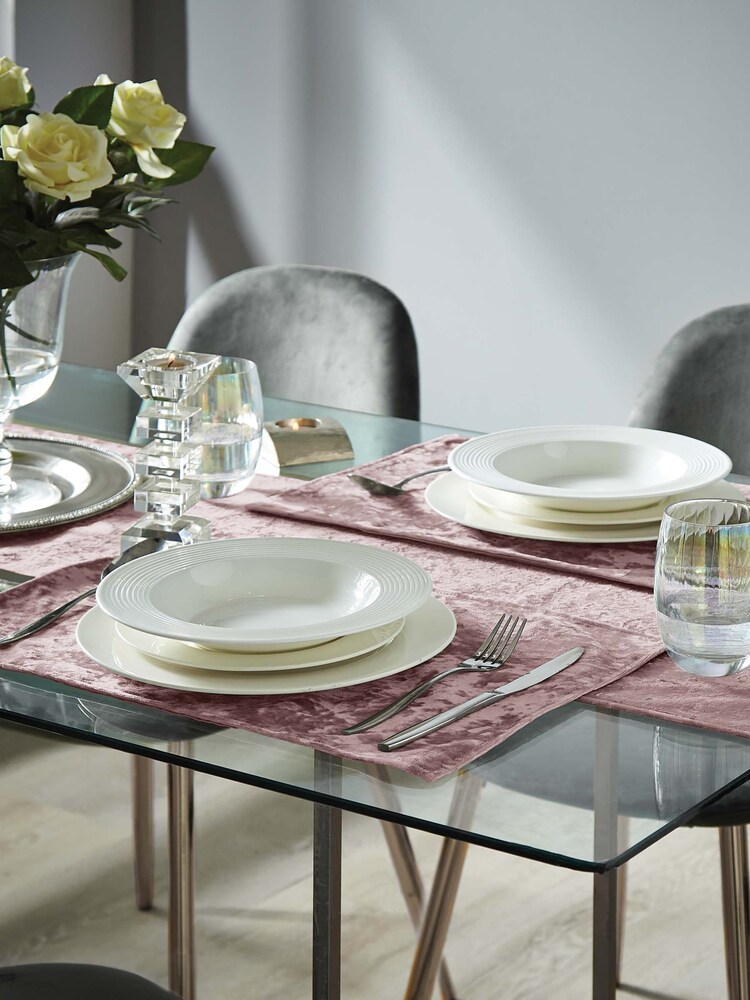 Catherine Lansfield Set of 2 Pink Crushed Velvet Placemats - Image 1 of 2