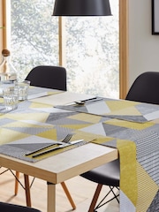 Catherine Lansfield Set of 2 Yellow Larsson Geo Wipeable 100% Cotton Placemats - Image 3 of 4