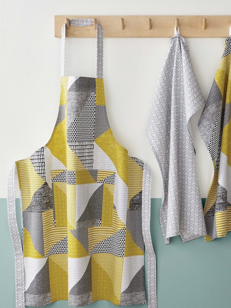 Catherine Lansfield Yellow Larsson Geo 100% Cotton Apron - Image 1 of 3