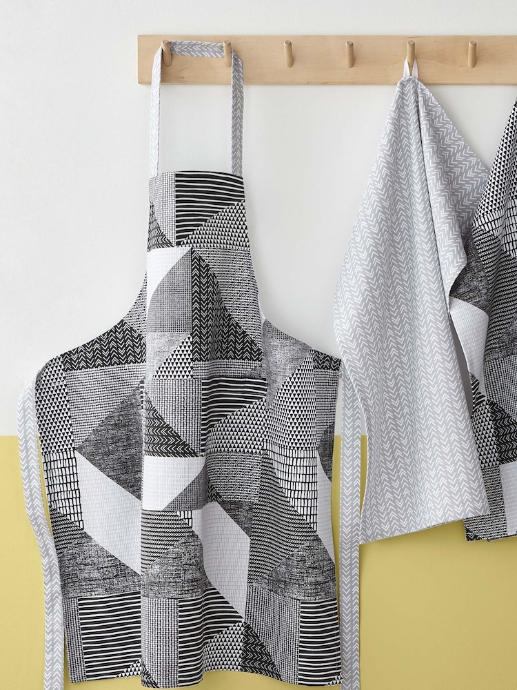 Catherine Lansfield Grey Larsson Geo 100% Cotton Apron - Image 1 of 3