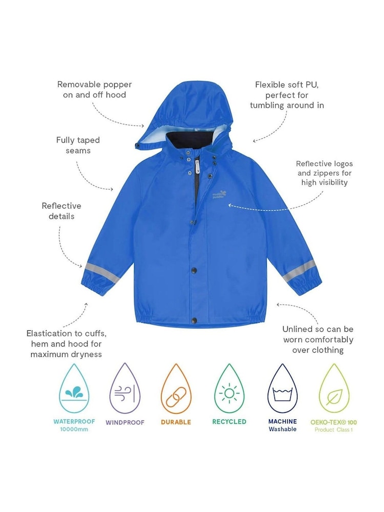 Muddy Puddles Royal Blue Rainy Day Waterproof Jacket - Image 5 of 5 Muddy Puddles Royal Blue Rainy Day Waterproof Jacket - Image 5 of 5