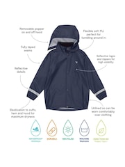 Muddy Puddles Navy Blue Rainy Day Waterproof Jacket - Image 5 of 6