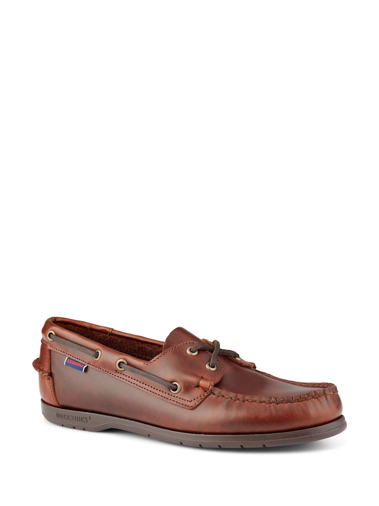 Sebago Brown Endeavor Waxed Leather Boat Shoes - Image 1 of 3