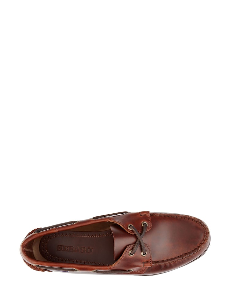 Sebago Brown Endeavor Waxed Leather Boat Shoes - Image 2 of 3