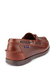 Sebago Brown Endeavor Waxed Leather Boat Shoes - Image 3 of 3