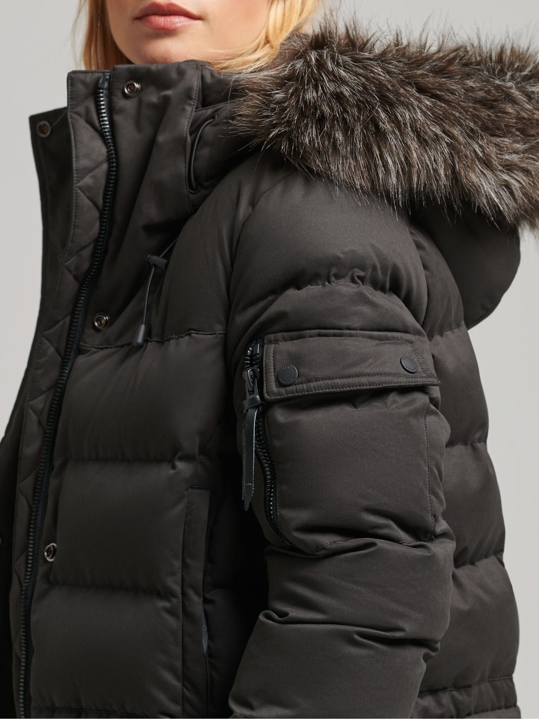 【再入荷】 Buy Superdry Coat Parka Longline Expedition Microfibre Black トップス