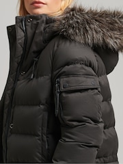 Superdry Black Microfibre Expedition Longline Parka Coat - Image 3 of 6