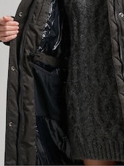 Superdry Black Microfibre Expedition Longline Parka Coat - Image 4 of 6