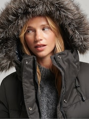 Superdry Black Microfibre Expedition Longline Parka Coat - Image 5 of 6