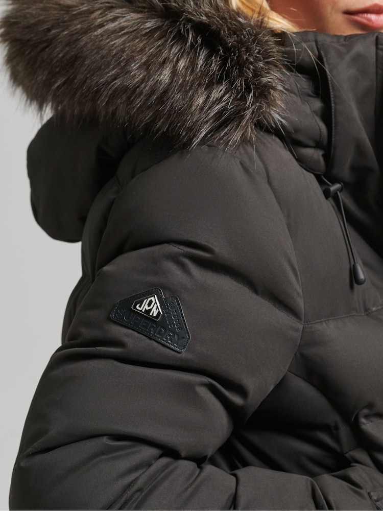 Superdry Black Microfibre Expedition Longline Parka Coat - Image 6 of 6