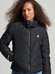 Superdry Black Non Hooded Sports Puffer Jacket - Image 1 of 3